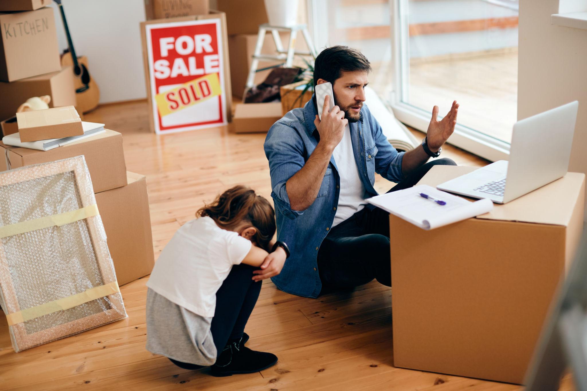 Boxes piled up on moving day