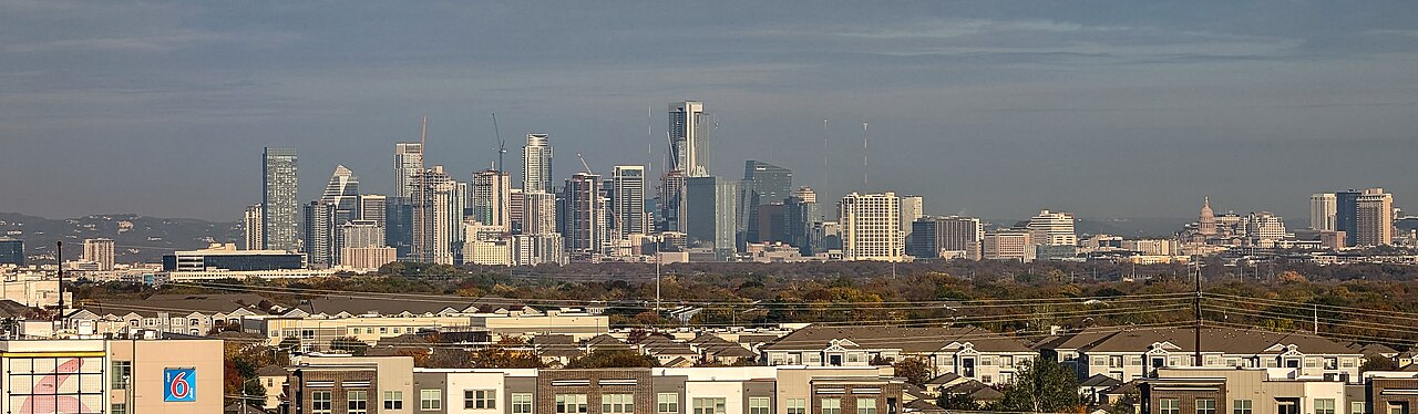 Texas skyline silhouette — symbol of the Austin and Houston metro exurbs where MUDs are most common.